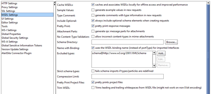 The WSDL Setting tab